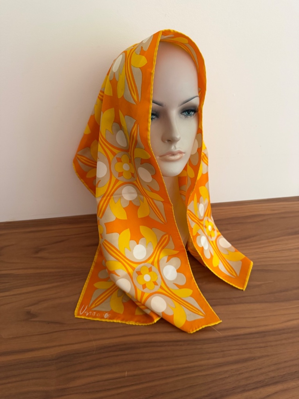 Vibrant Vera Neumann Vintage Orange and Yellow Scarf